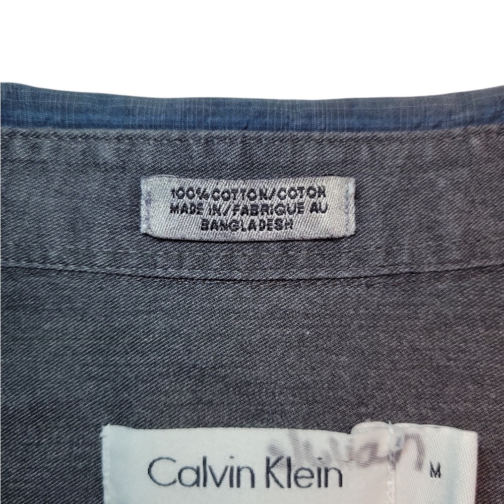 Calvin Klein Men's Slim Fit Long Sleeve Button Down Dress Shirts Navy Blue Sz M - Picture 7 of 9